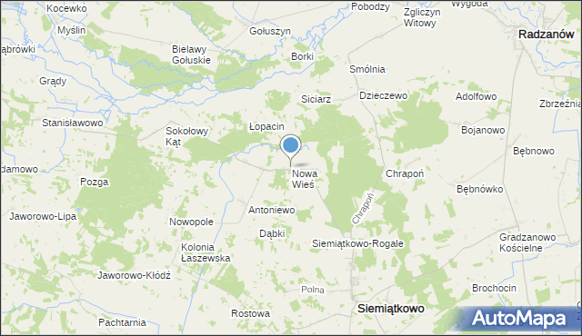 mapa Nowa Wieś, Nowa Wieś gmina Siemiątkowo na mapie Targeo